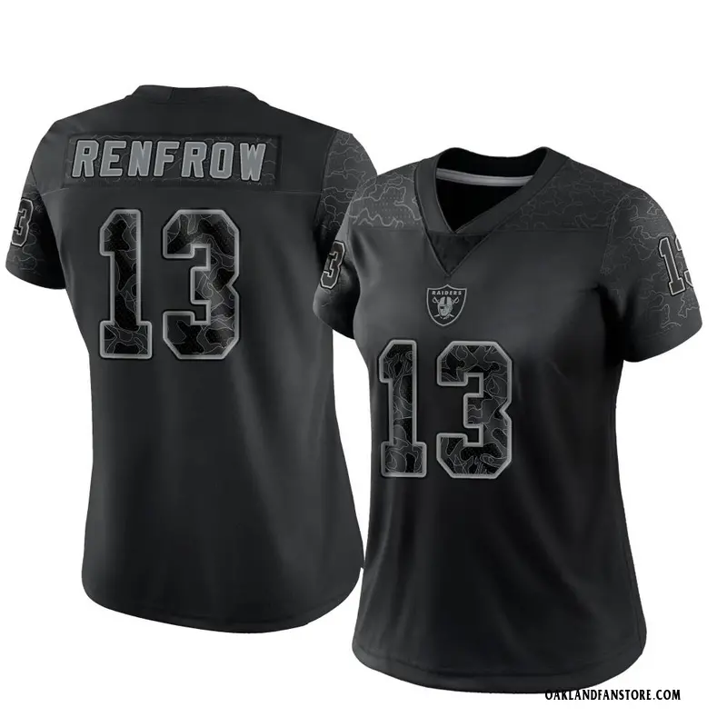 WOMENS Las Vegas Raiders HUNTER RENFROW V-Neck Ringer Shirt Black